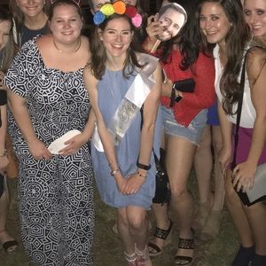 Chambray high neck swingy dress